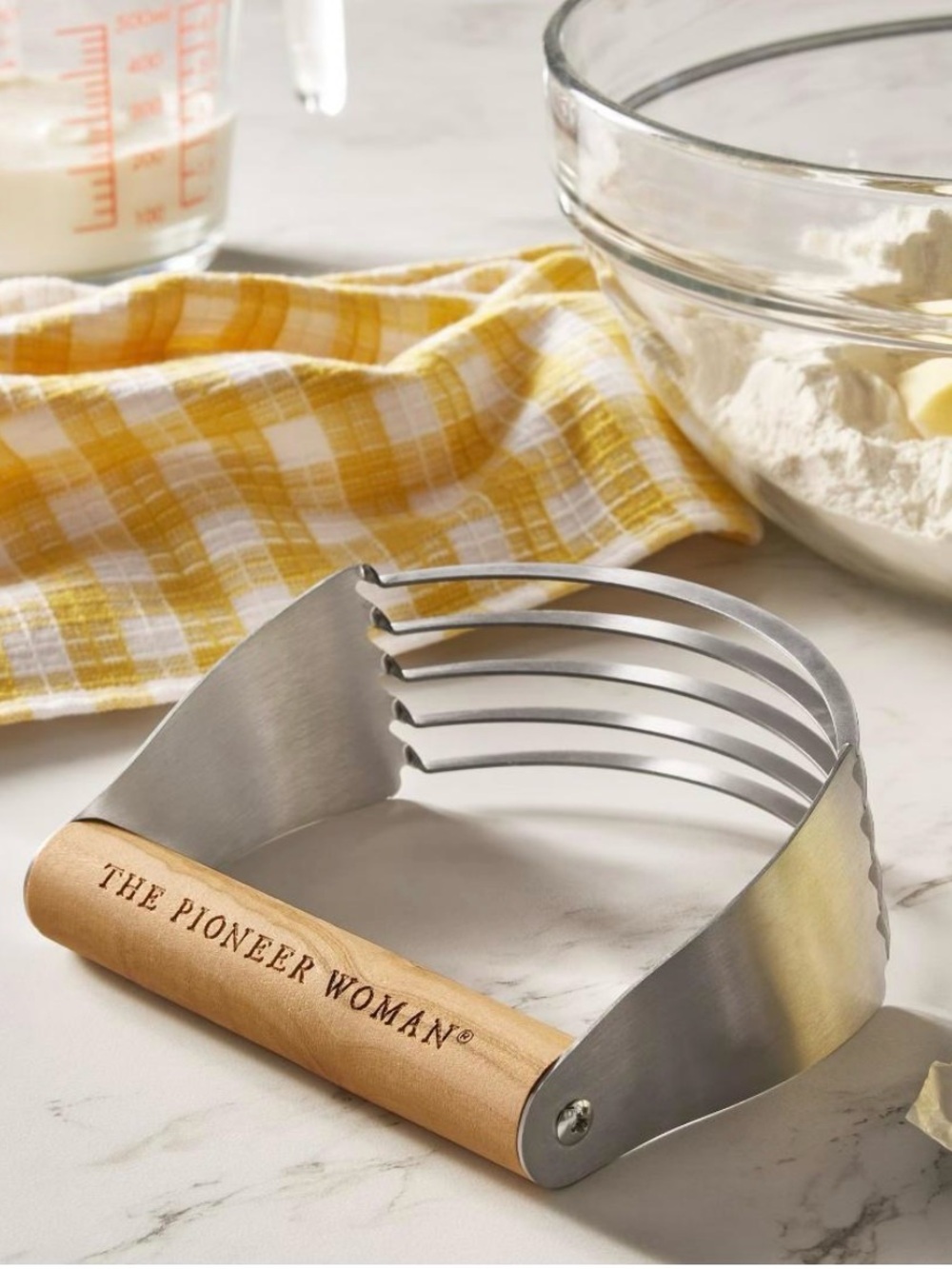 NEW- The Pioneer Woman Stainless Steel & Olivewood Pastry Blender